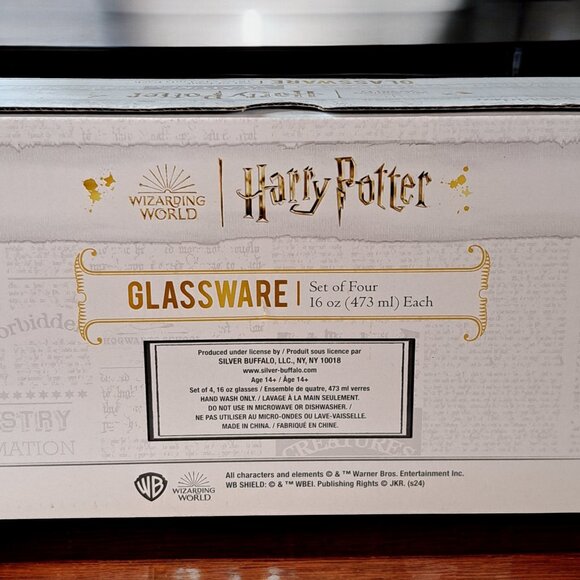 harry potter wizarding world glassware set of 4 16 ounce new - Picture 8 of 11